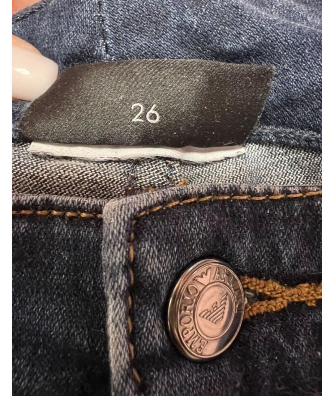 EMPORIO ARMANI Синие хлопковые прямые джинсы, фото 4