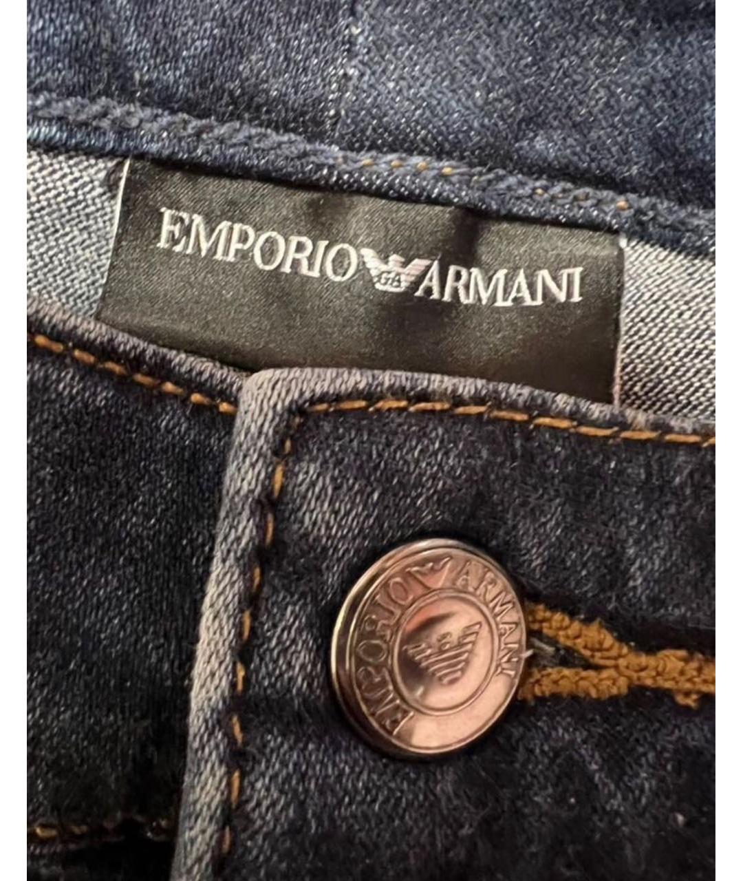 EMPORIO ARMANI Синие хлопковые прямые джинсы, фото 3