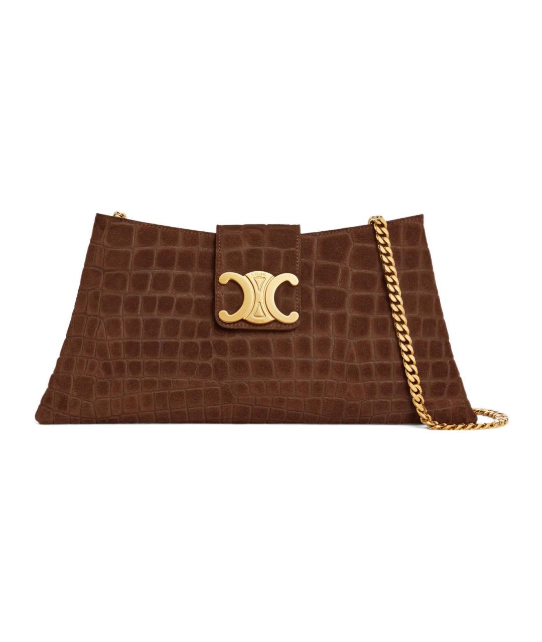 CELINE Коричневая кожаная сумка через плечо, фото 1