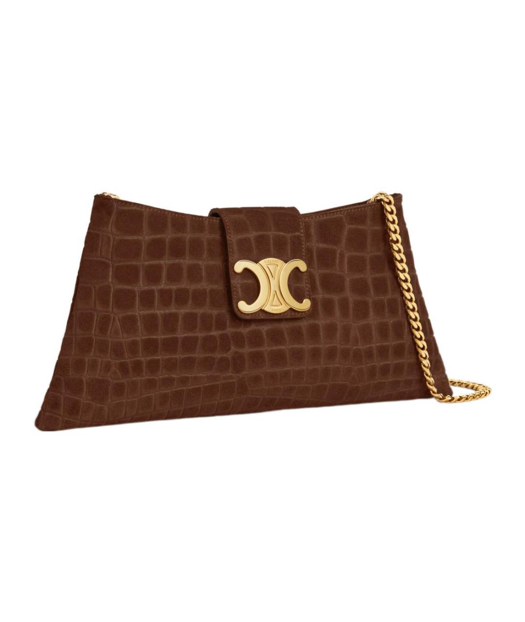 CELINE Коричневая кожаная сумка через плечо, фото 2