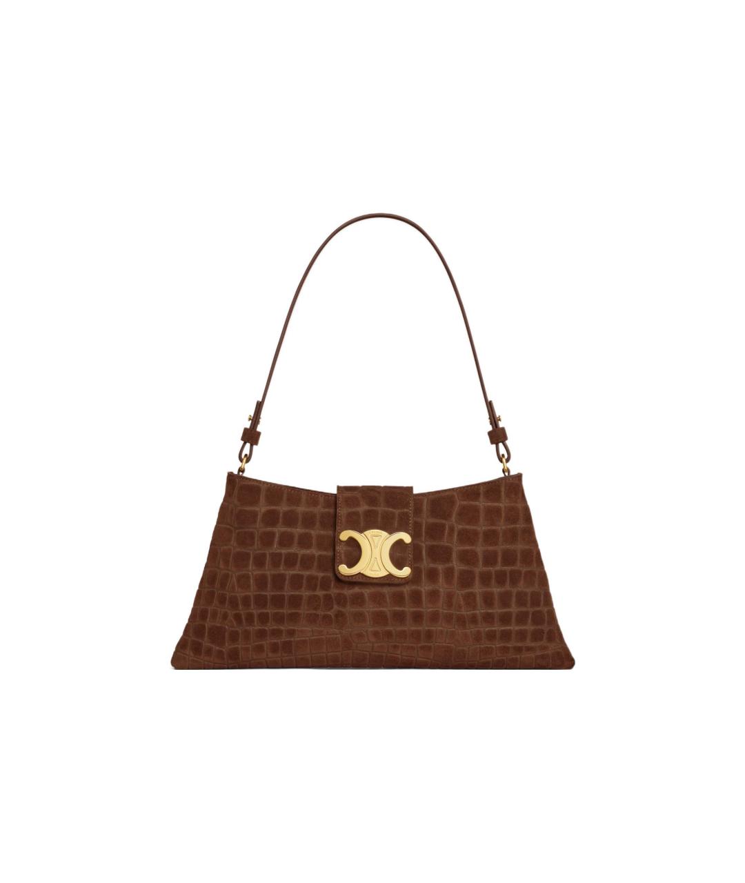 CELINE Коричневая кожаная сумка через плечо, фото 4