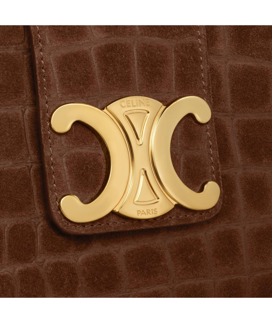 CELINE Коричневая кожаная сумка через плечо, фото 5