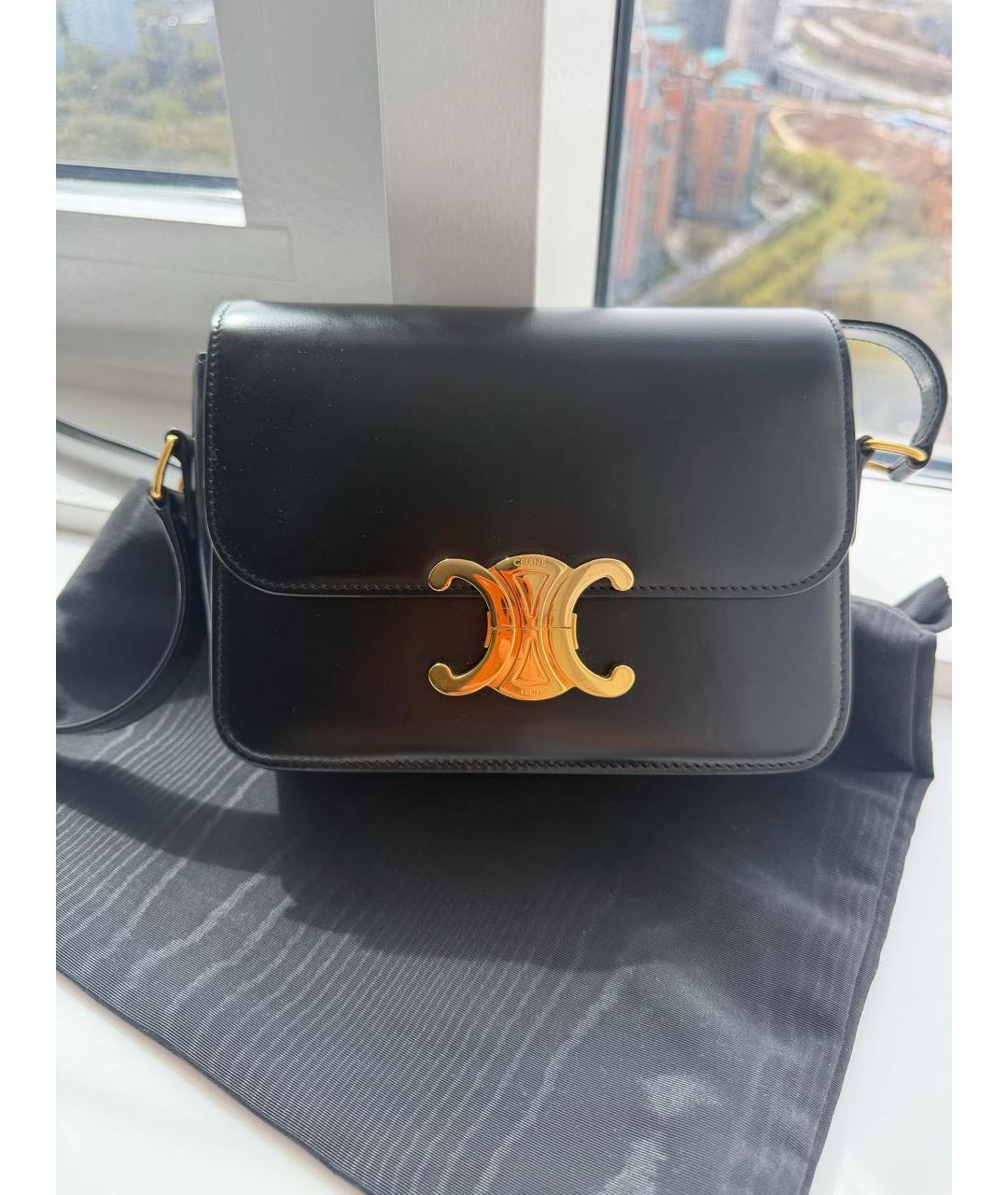 CELINE Черная кожаная сумка через плечо, фото 8