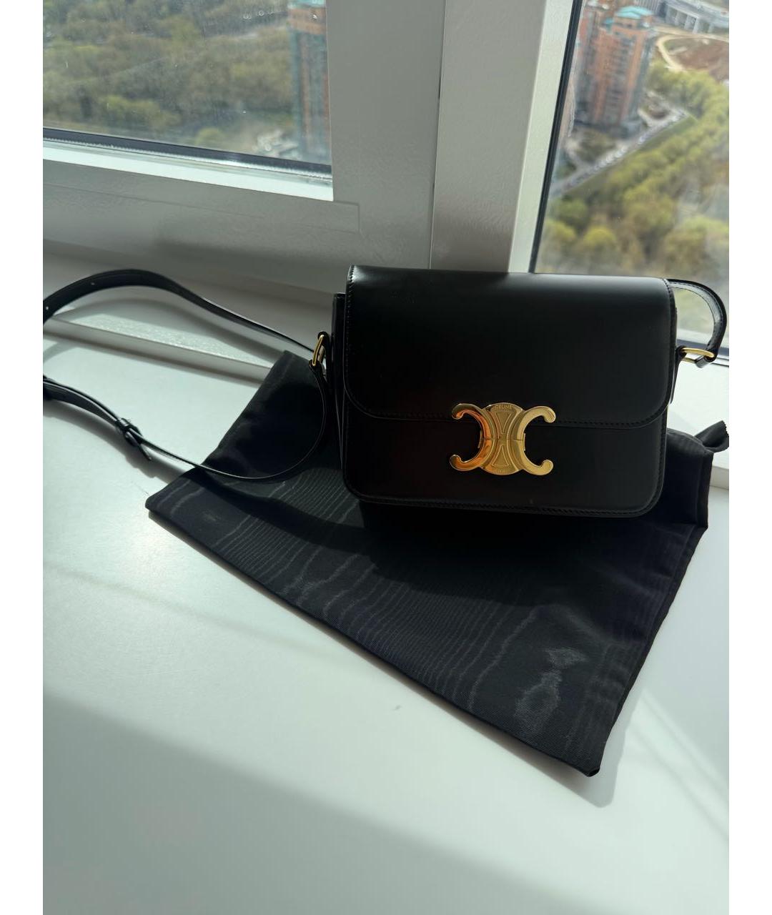 CELINE Черная кожаная сумка через плечо, фото 3