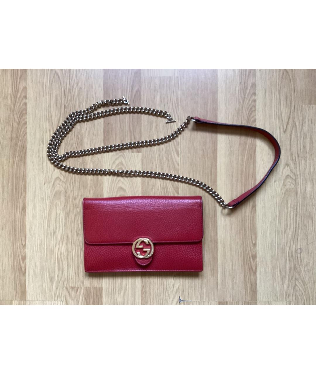 GUCCI Красная кожаная сумка через плечо, фото 6