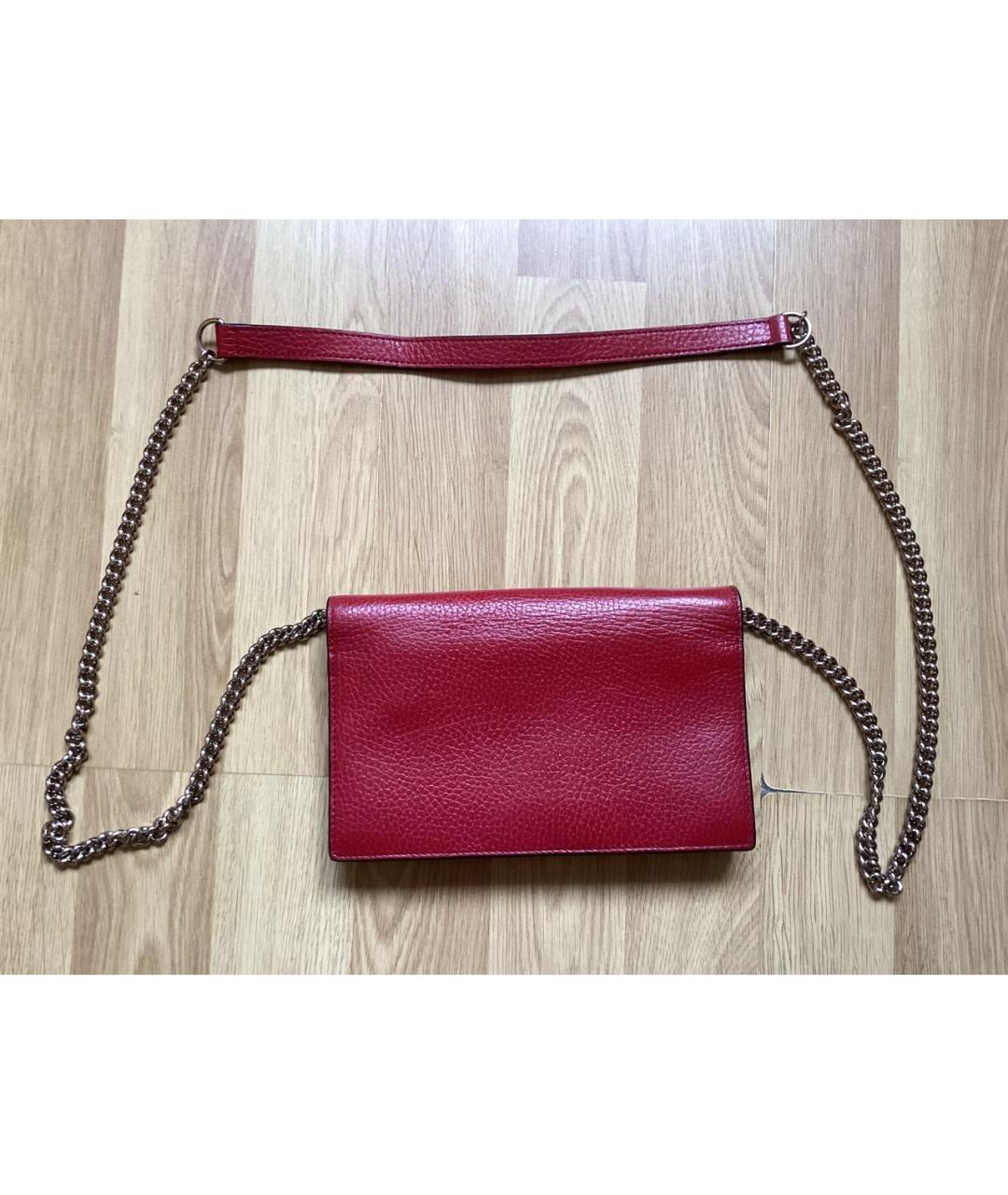 GUCCI Красная кожаная сумка через плечо, фото 2
