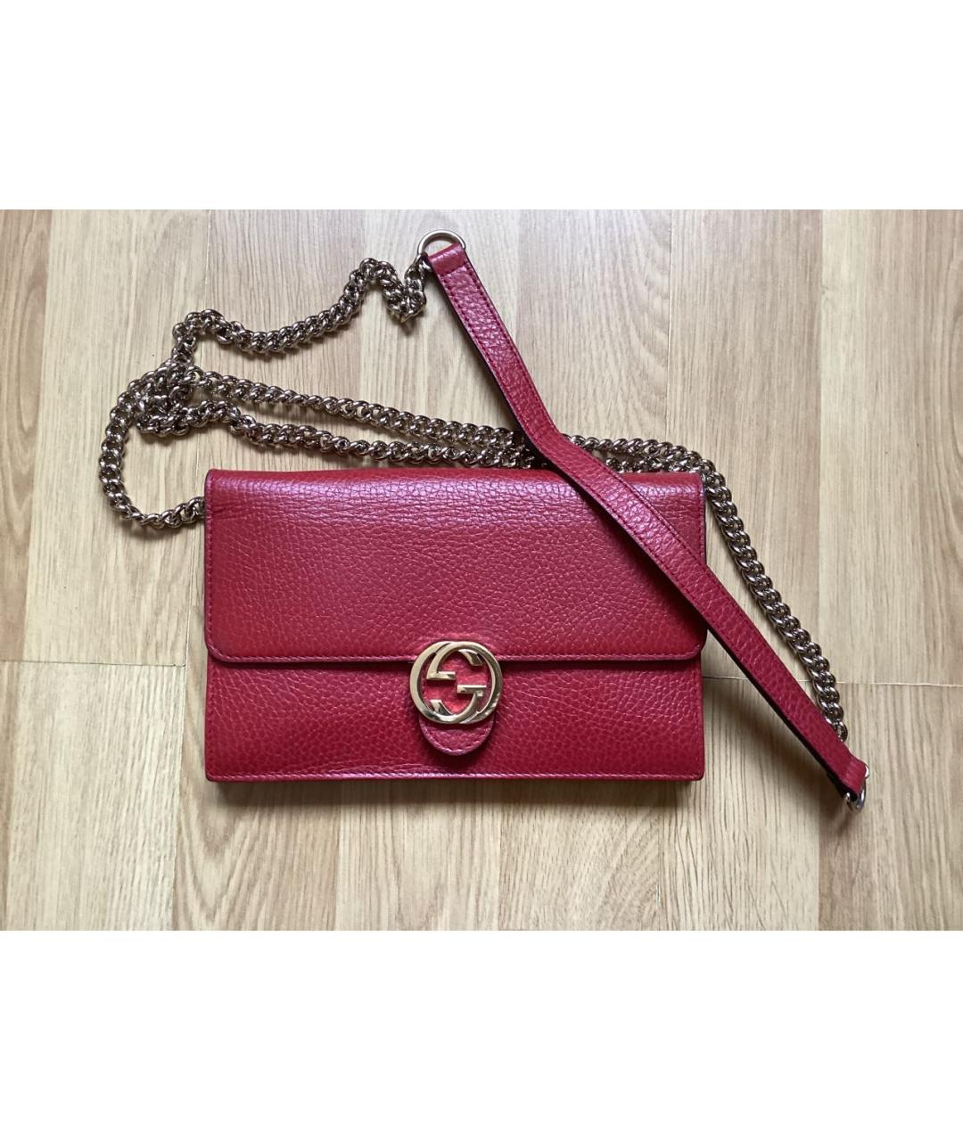 GUCCI Красная кожаная сумка через плечо, фото 9