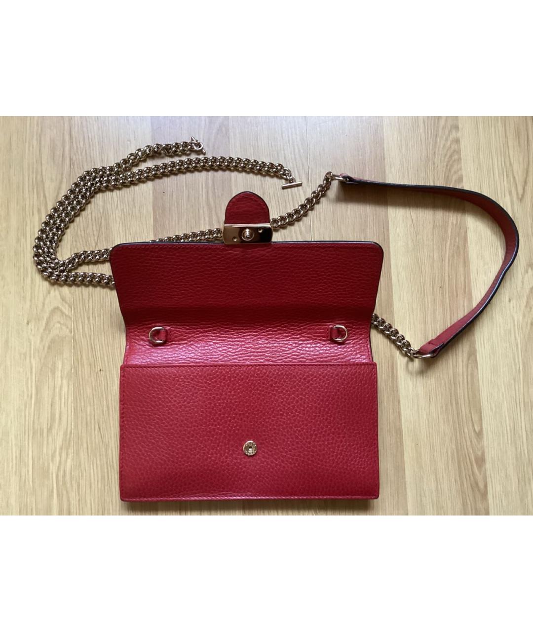 GUCCI Красная кожаная сумка через плечо, фото 7