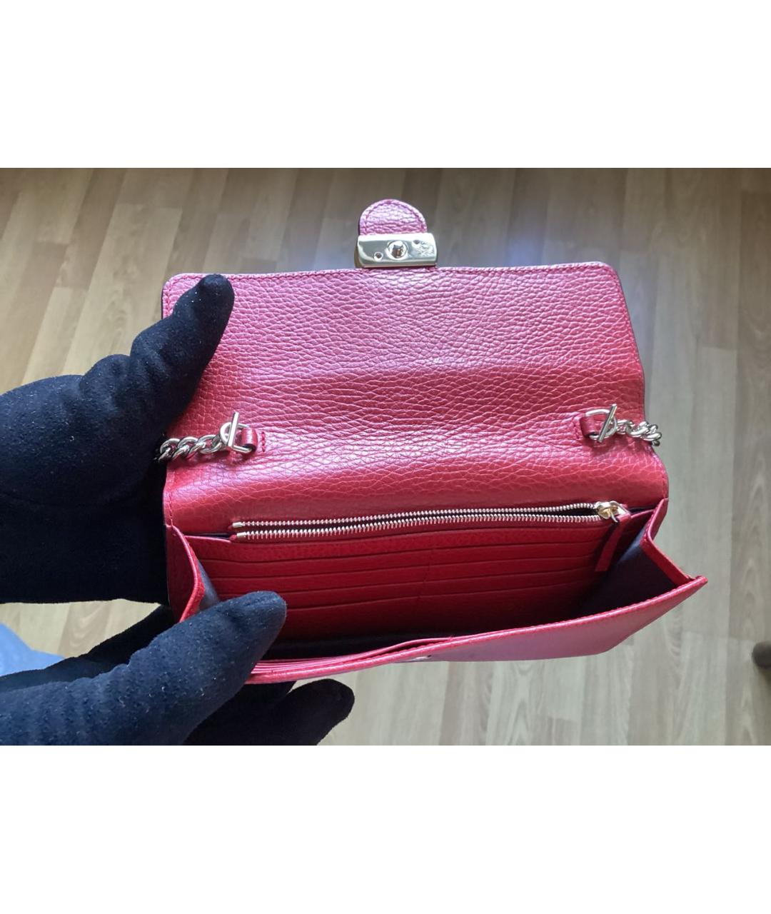 GUCCI Красная кожаная сумка через плечо, фото 5