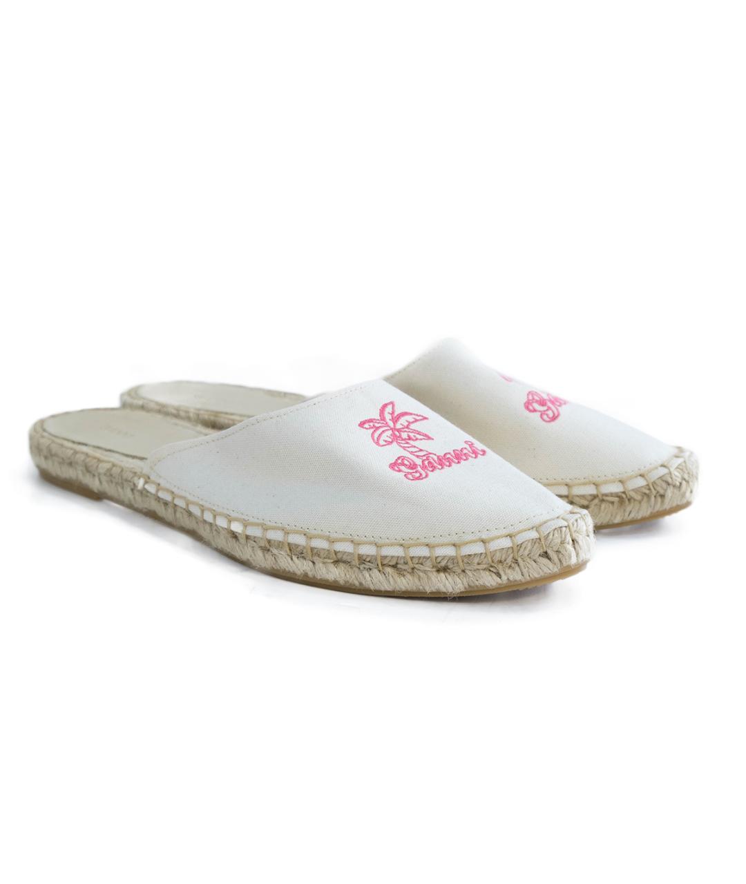 GANNI Белые текстильные шлепанцы, фото 2