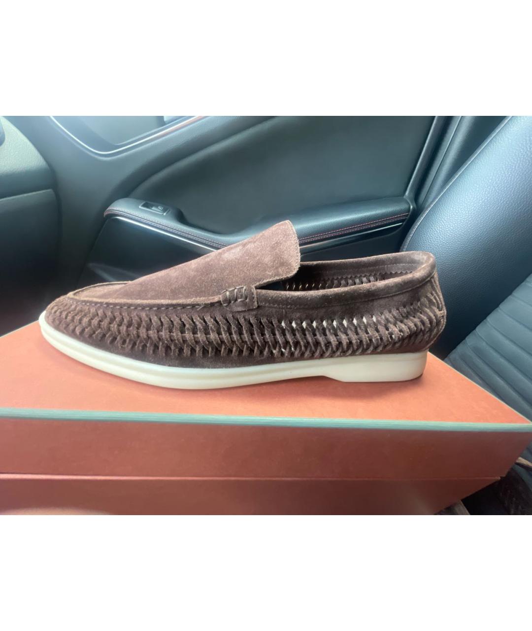 LORO PIANA Коричневые замшевые лоферы, фото 5
