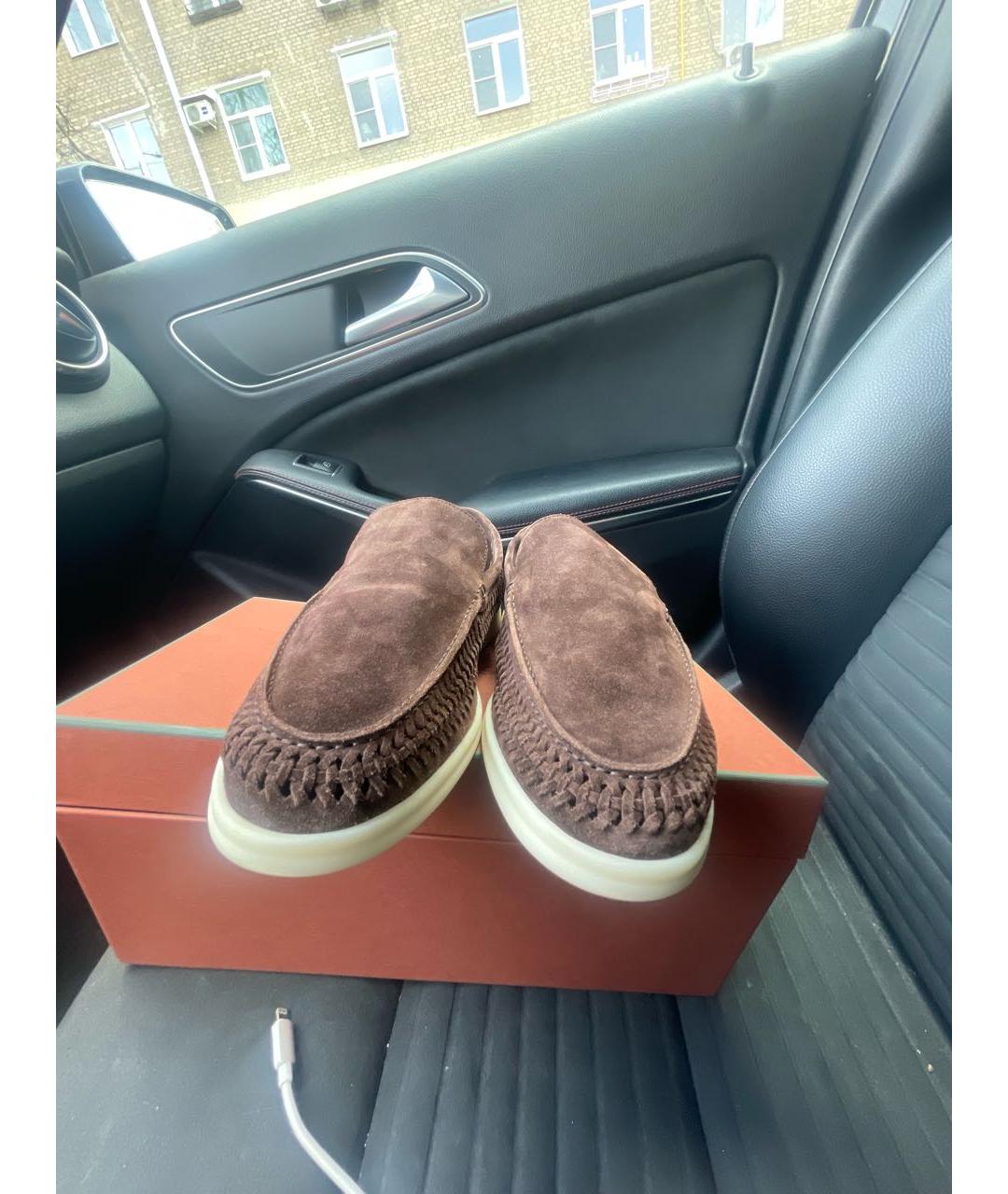 LORO PIANA Коричневые замшевые лоферы, фото 2
