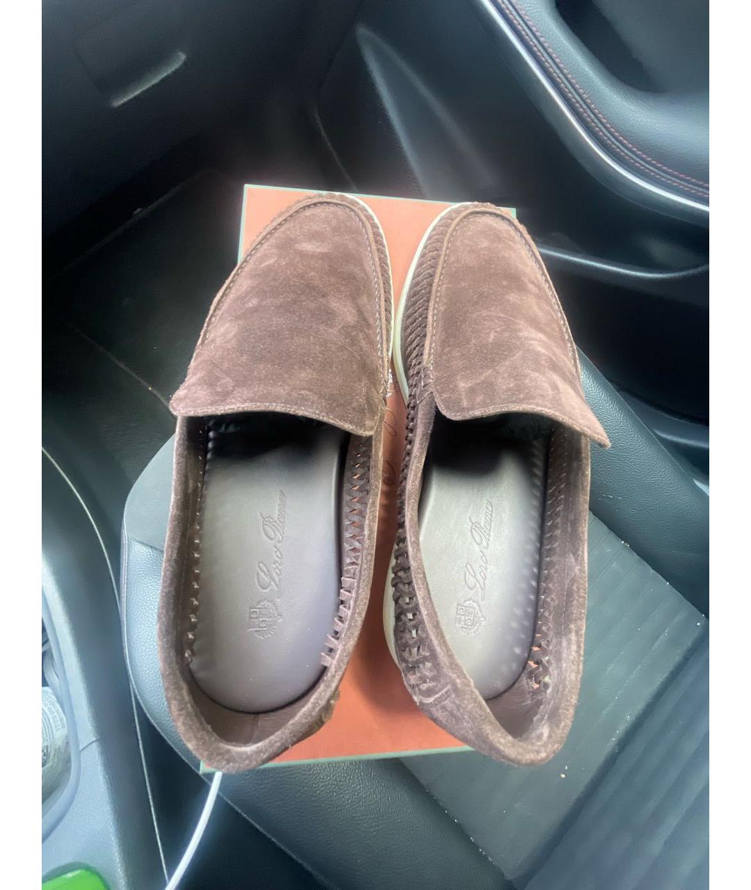 LORO PIANA Коричневые замшевые лоферы, фото 3