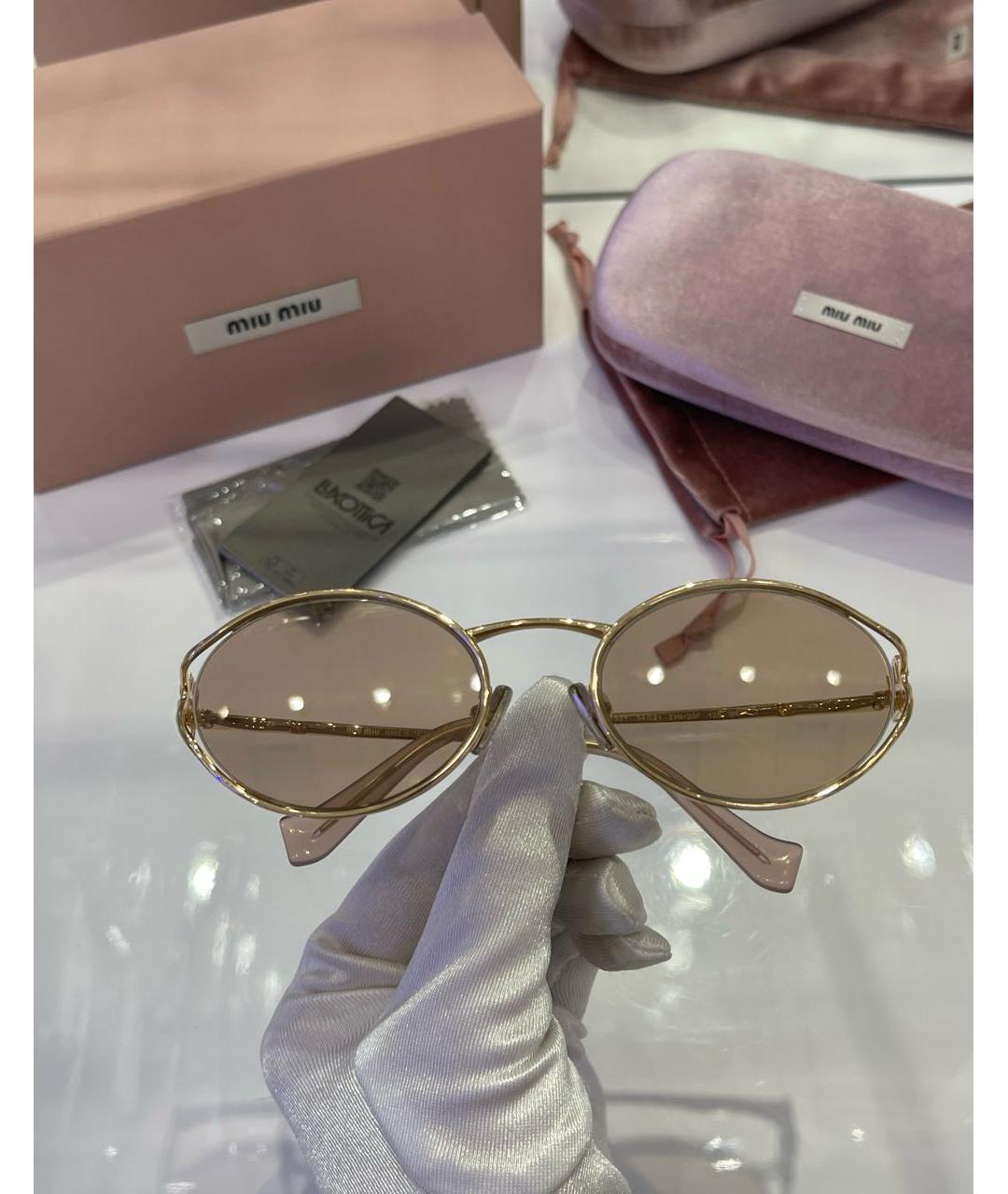 MIU MIU Золотые металлические солнцезащитные очки, фото 8