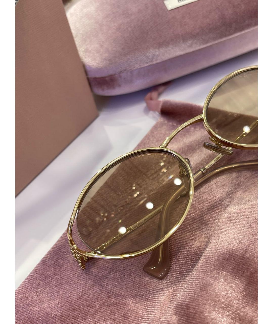 MIU MIU Золотые металлические солнцезащитные очки, фото 5