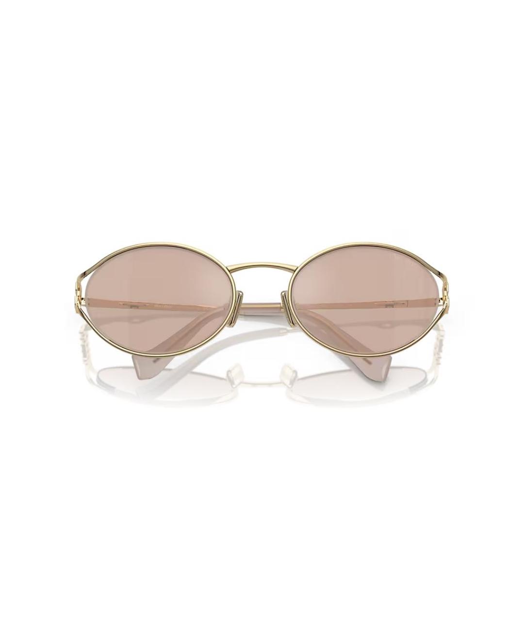 MIU MIU Золотые металлические солнцезащитные очки, фото 2