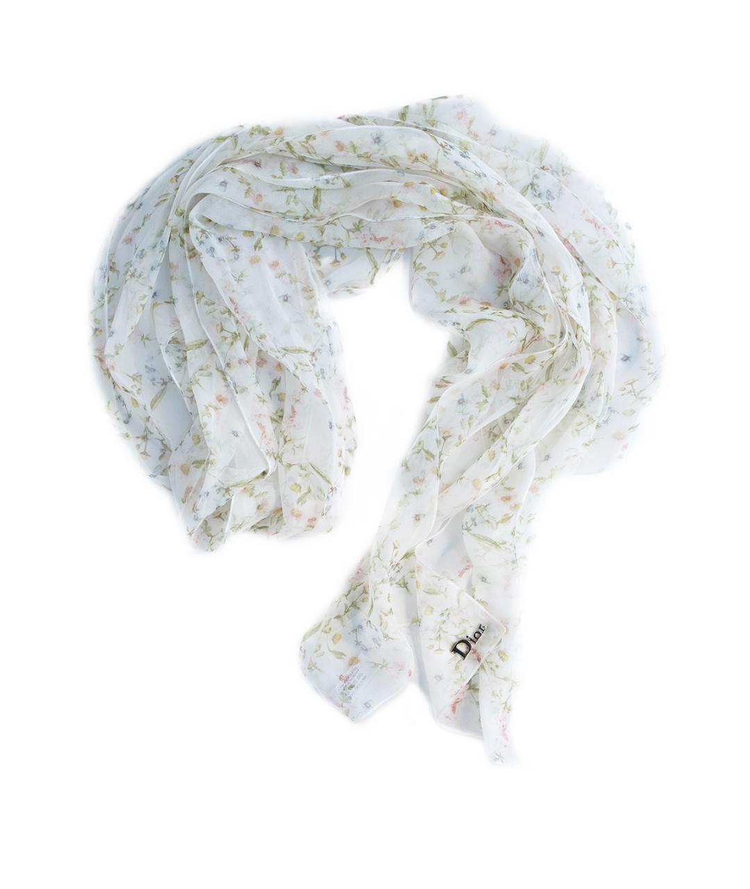 CHRISTIAN DIOR Бежевый шелковый шарф, фото 6