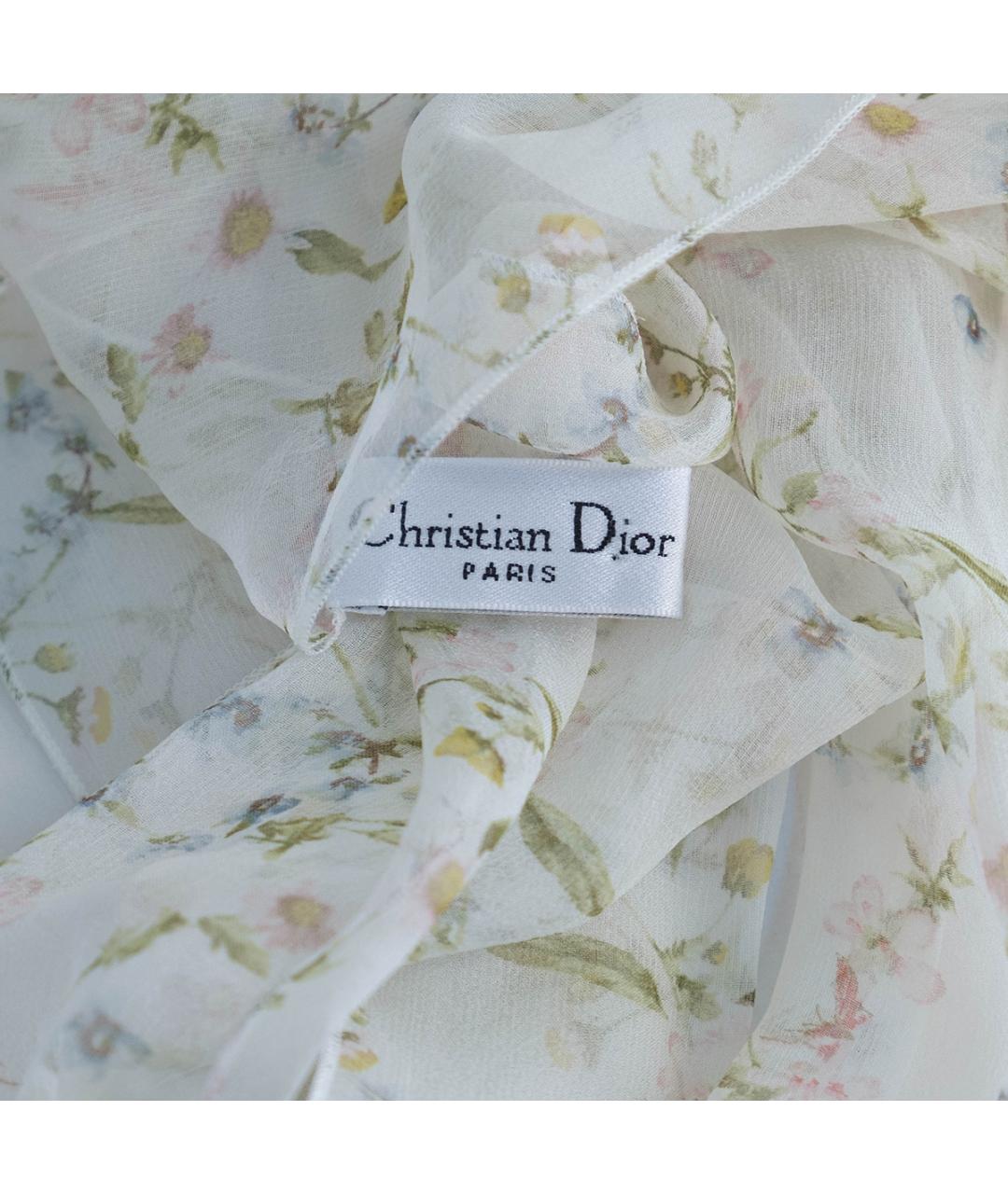 CHRISTIAN DIOR Бежевый шелковый шарф, фото 4