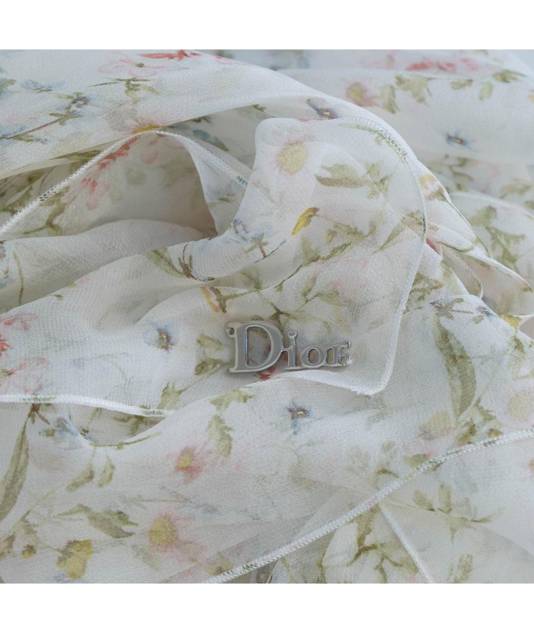 CHRISTIAN DIOR Бежевый шелковый шарф, фото 3