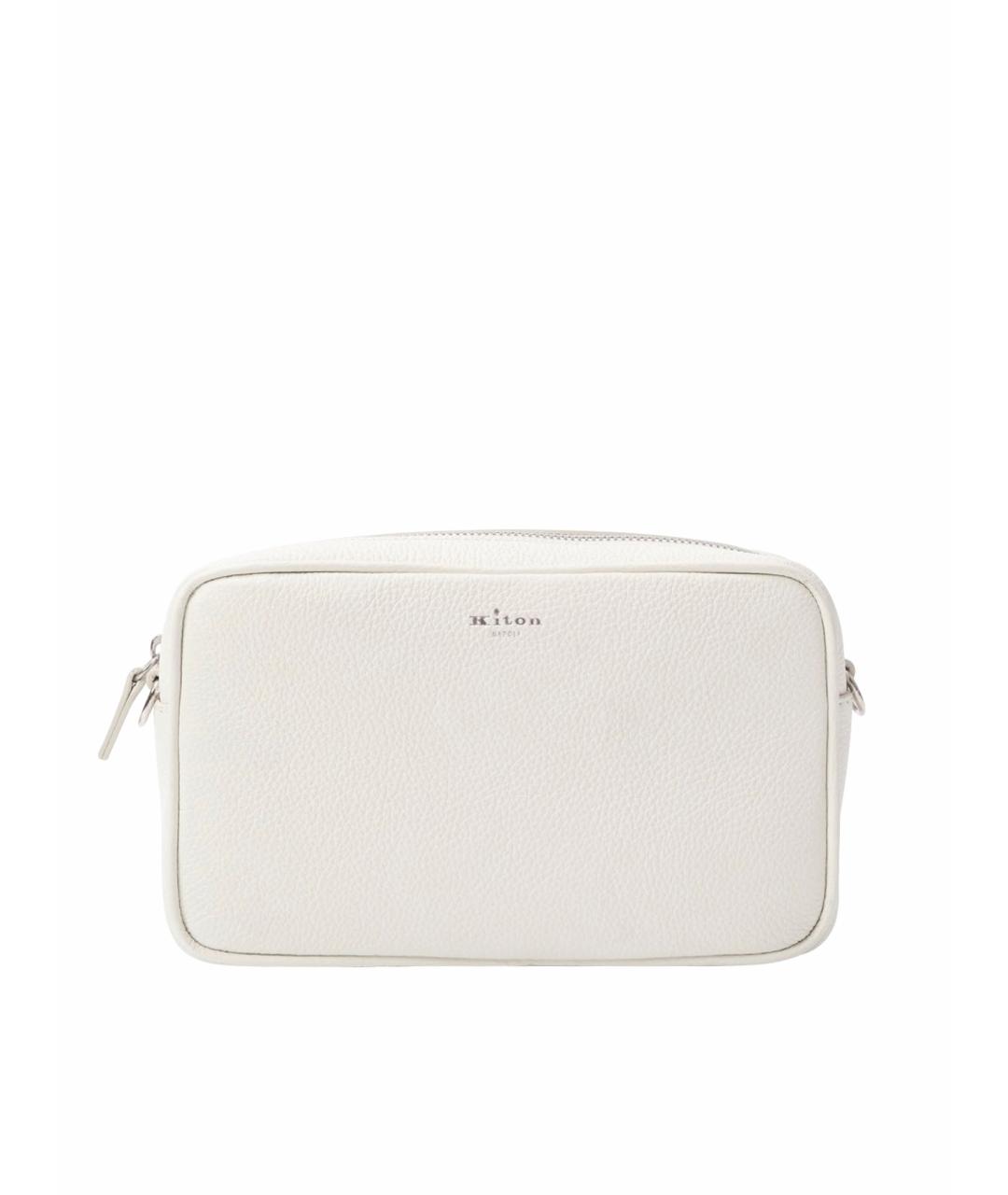 KITON Белая кожаная сумка через плечо, фото 1