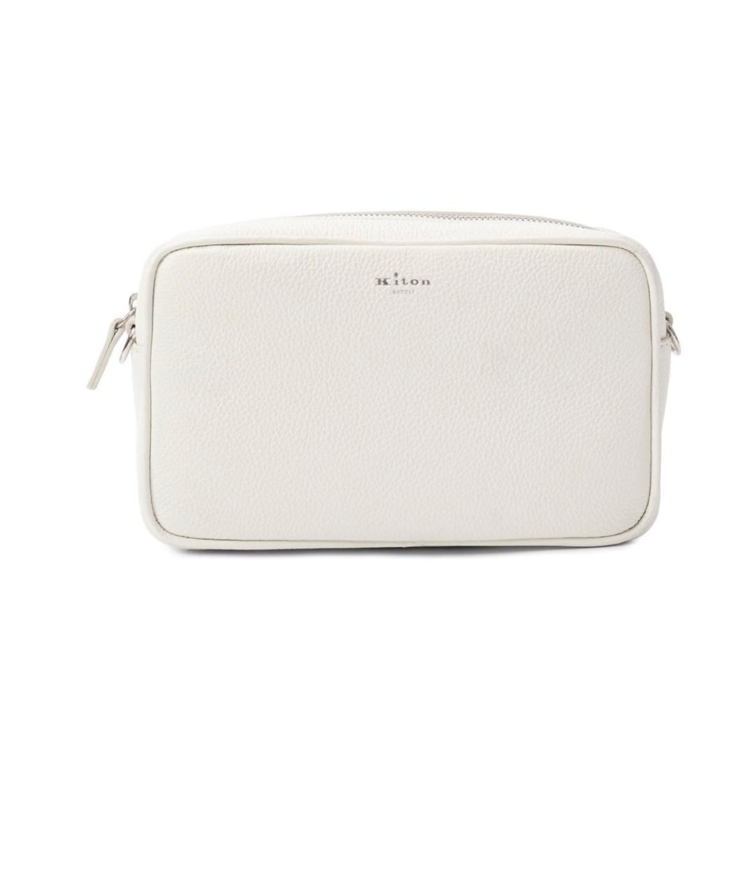 KITON Белая кожаная сумка через плечо, фото 4