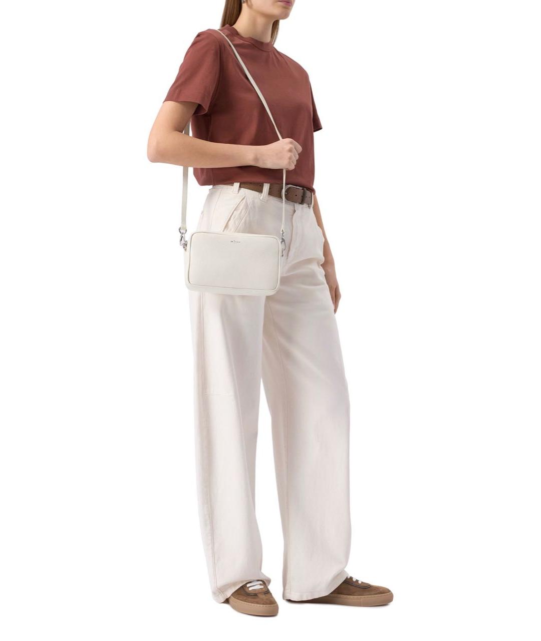 KITON Белая кожаная сумка через плечо, фото 3