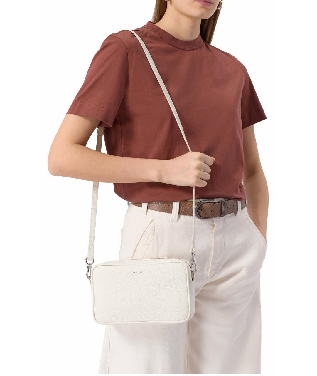 KITON Белая кожаная сумка через плечо, фото 2