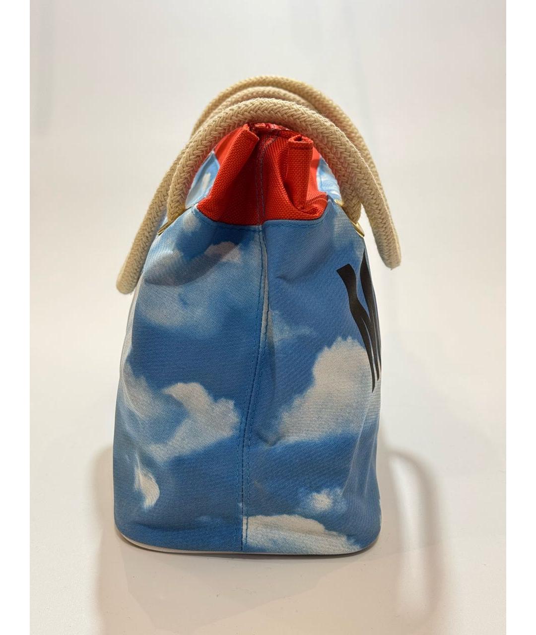 MOSCHINO Голубая тканевая сумка с короткими ручками, фото 6