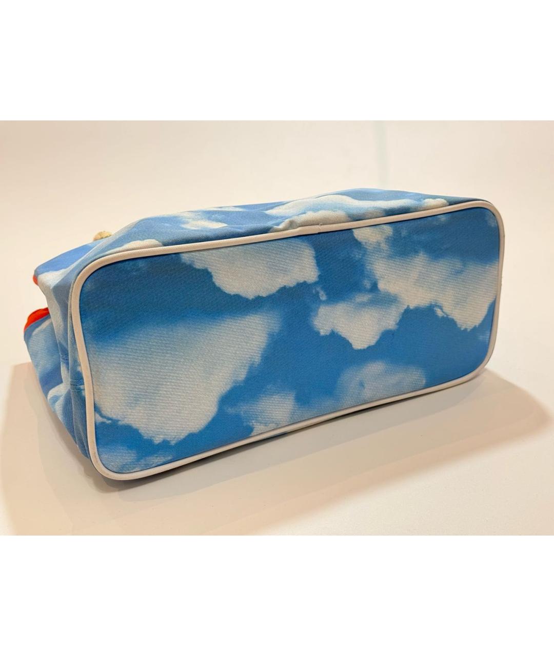 MOSCHINO Голубая тканевая сумка с короткими ручками, фото 7