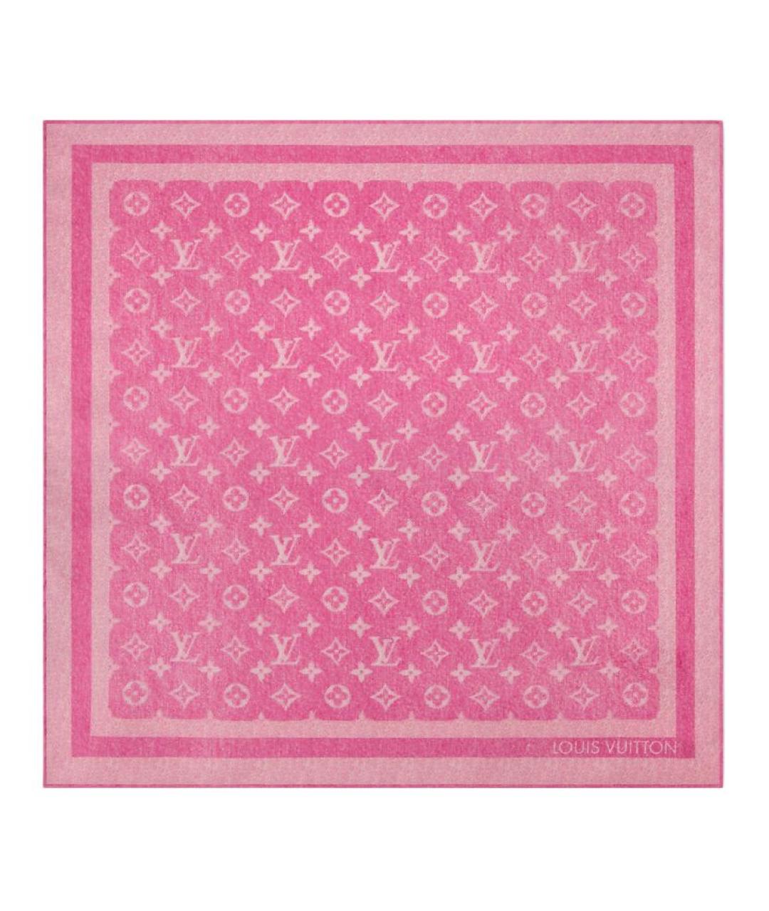 LOUIS VUITTON Розовый шелковый шарф, фото 1