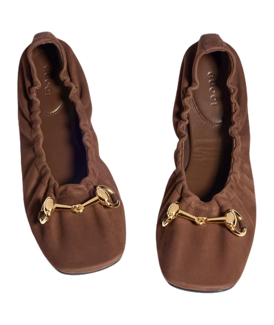 GUCCI Коричневые балетки, фото 5