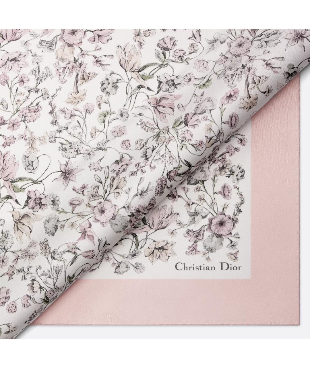 CHRISTIAN DIOR Розовый шелковый шарф, фото 2