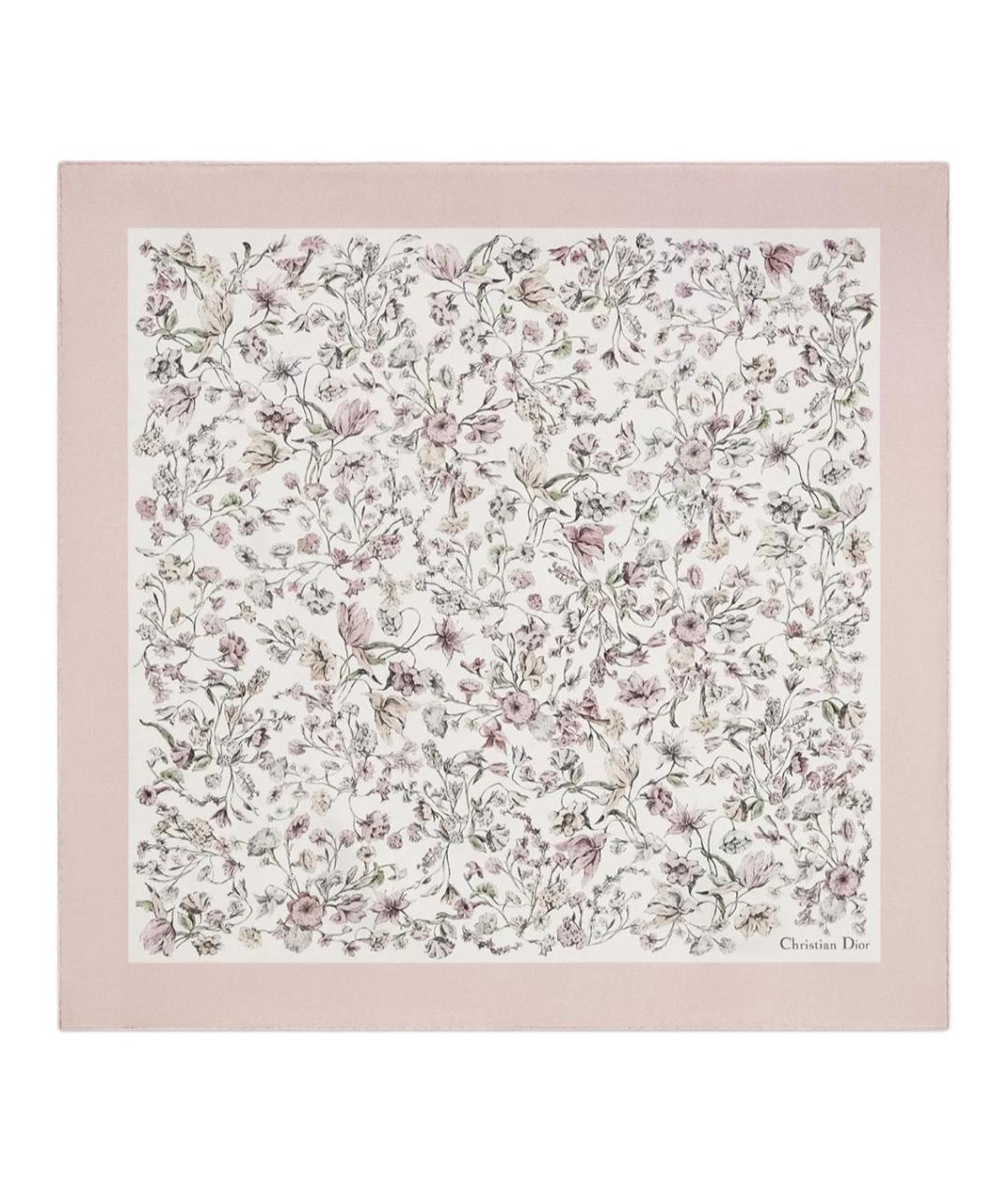 CHRISTIAN DIOR Розовый шелковый шарф, фото 1