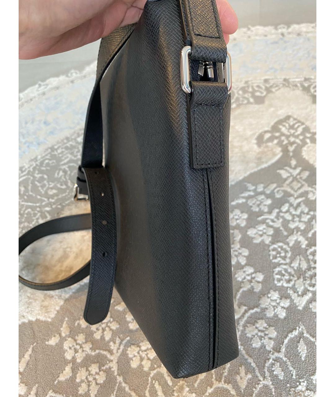 LOUIS VUITTON Антрацитовая кожаная сумка на плечо, фото 3