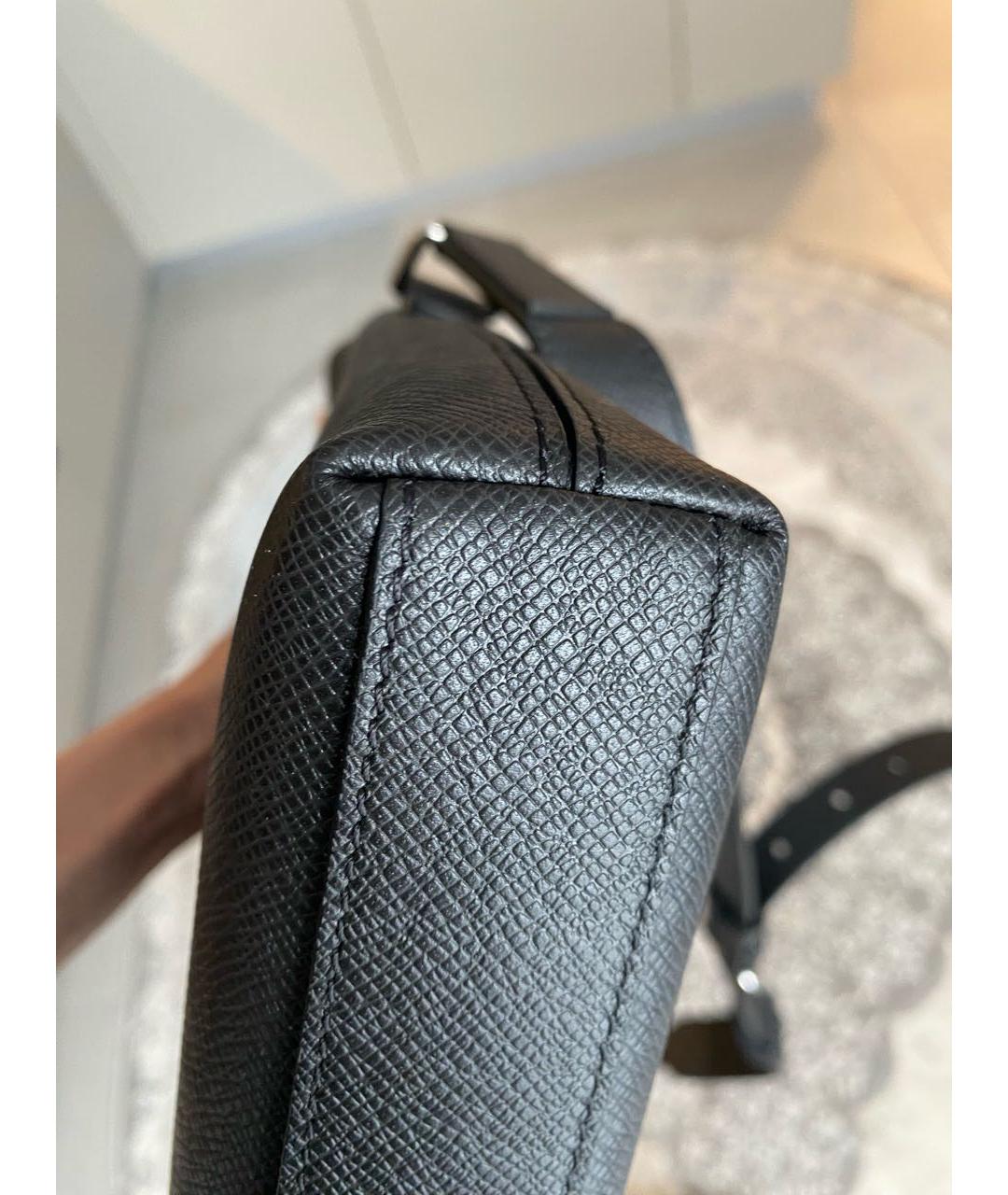 LOUIS VUITTON Антрацитовая кожаная сумка на плечо, фото 7