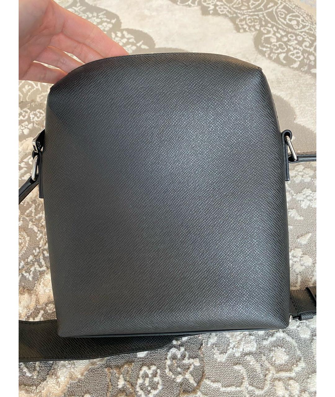 LOUIS VUITTON Антрацитовая кожаная сумка на плечо, фото 2