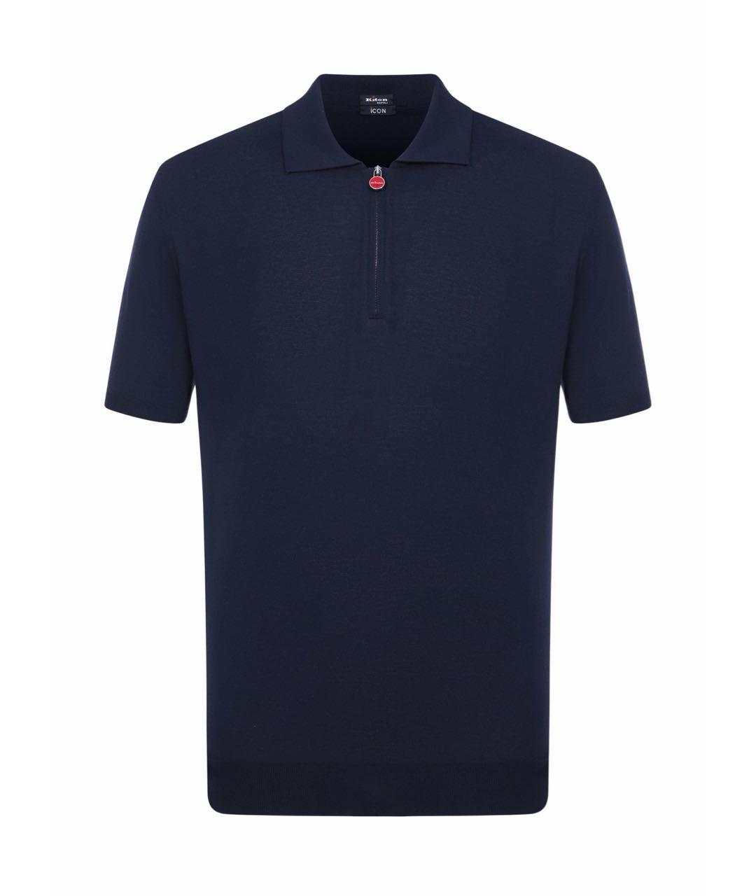 KITON Темно-синее хлопковое поло с коротким рукавом, фото 5