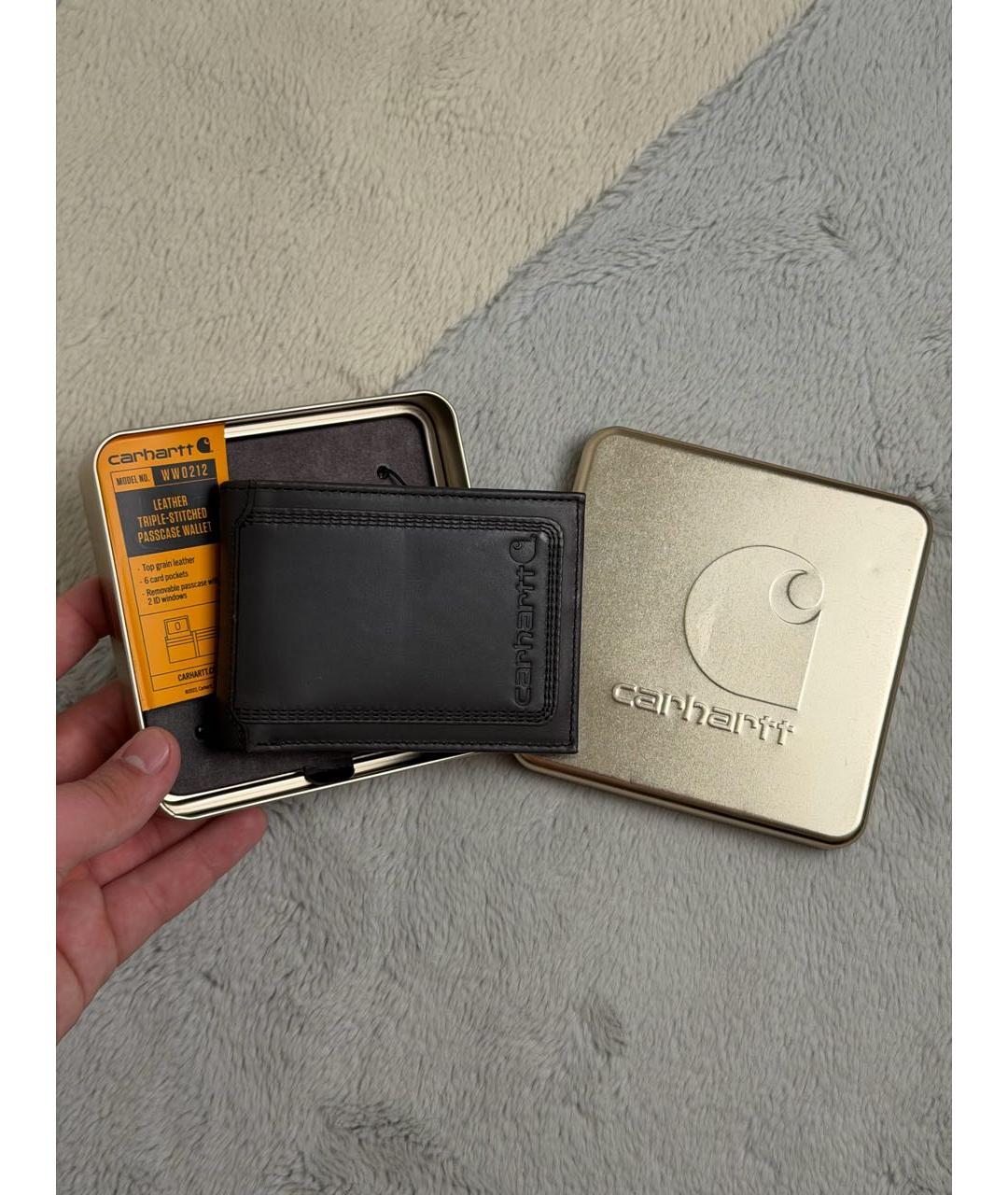 CARHARTT Антрацитовый кожаный кошелек, фото 2