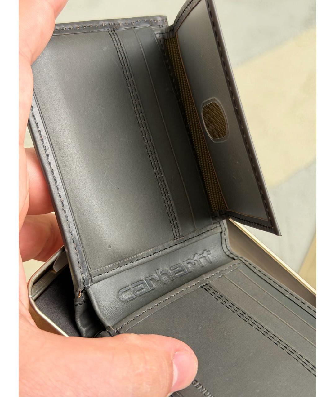 CARHARTT Антрацитовый кожаный кошелек, фото 6