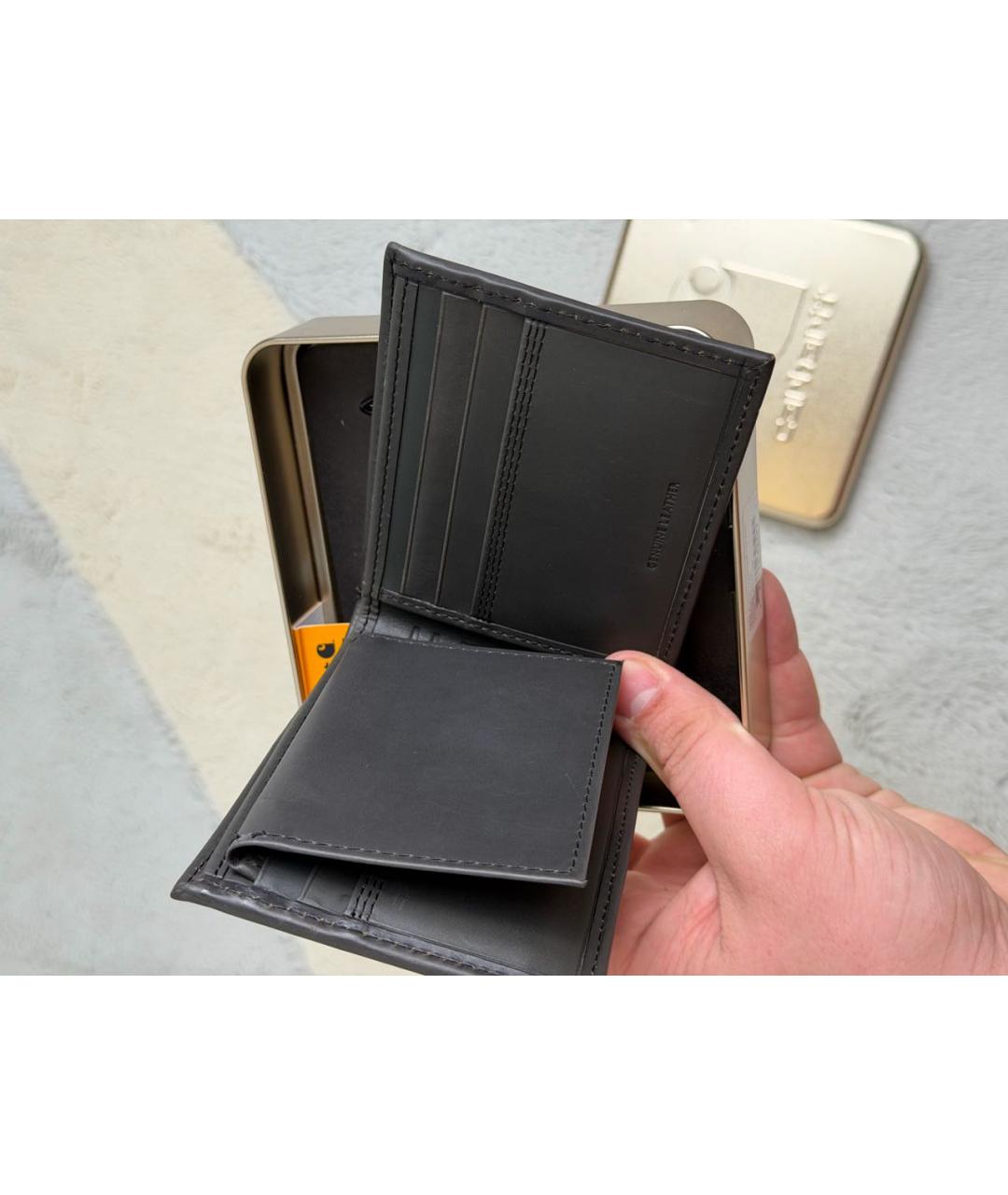 CARHARTT Антрацитовый кожаный кошелек, фото 4