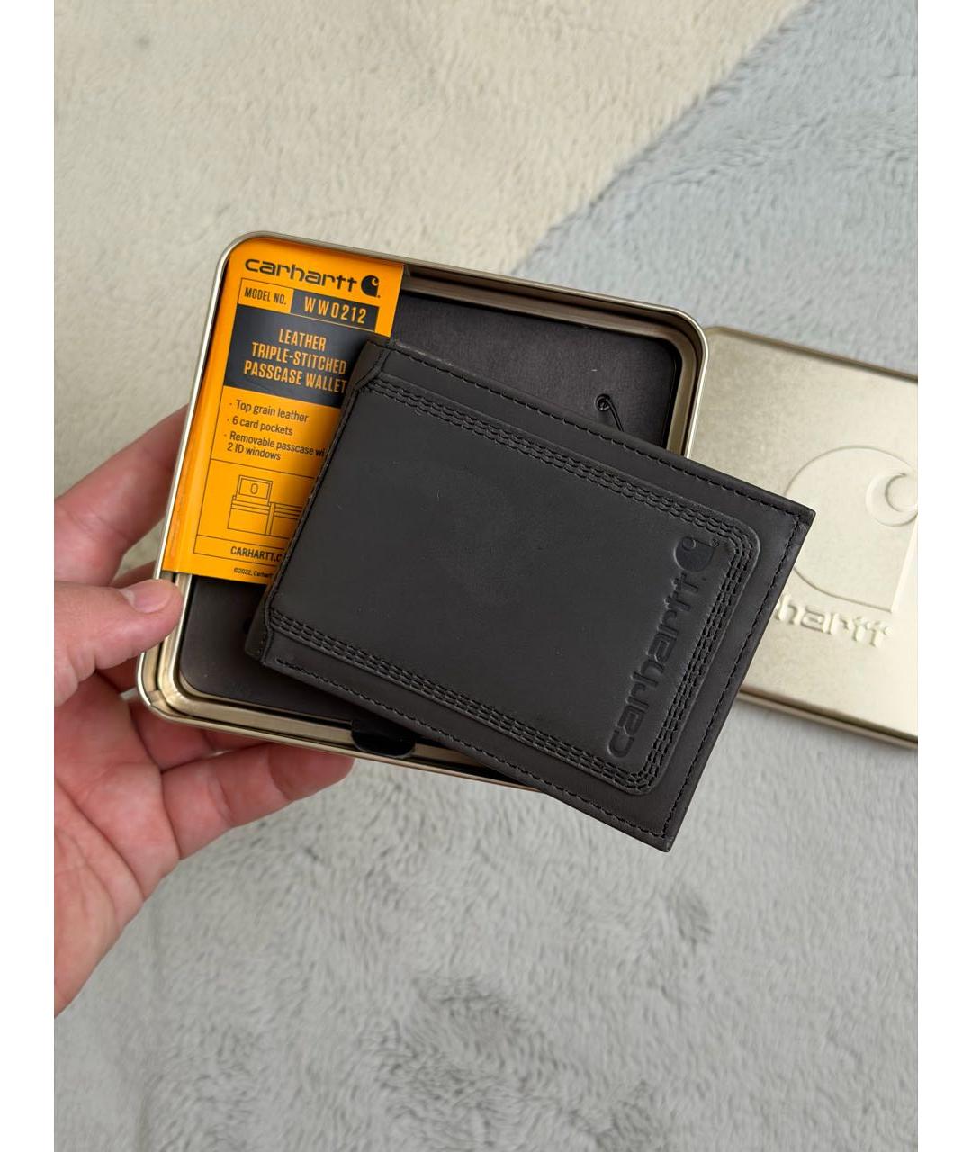 CARHARTT Антрацитовый кожаный кошелек, фото 3