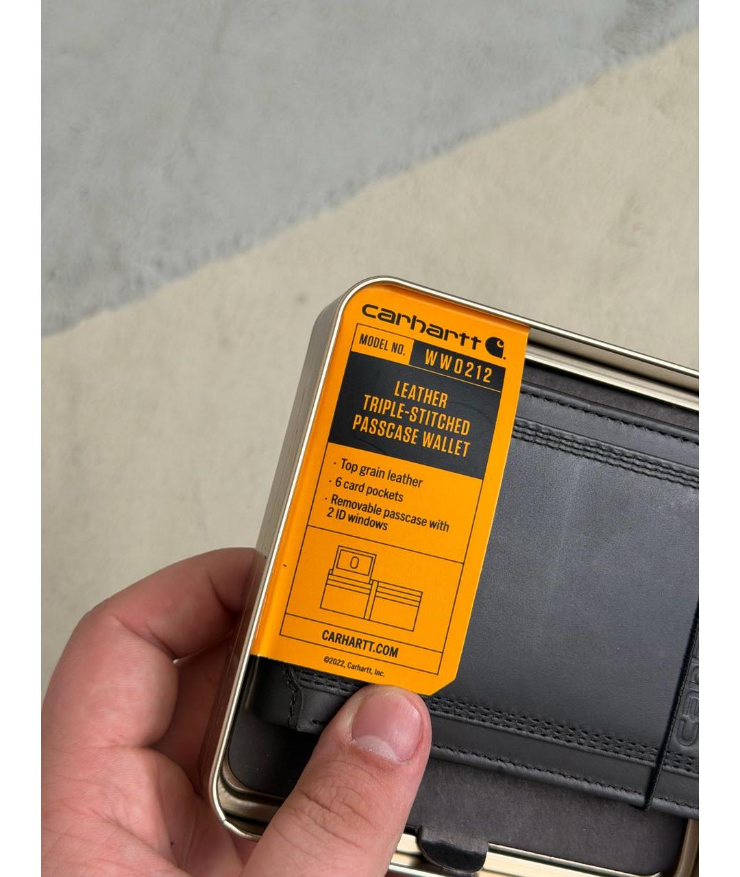 CARHARTT Антрацитовый кожаный кошелек, фото 7