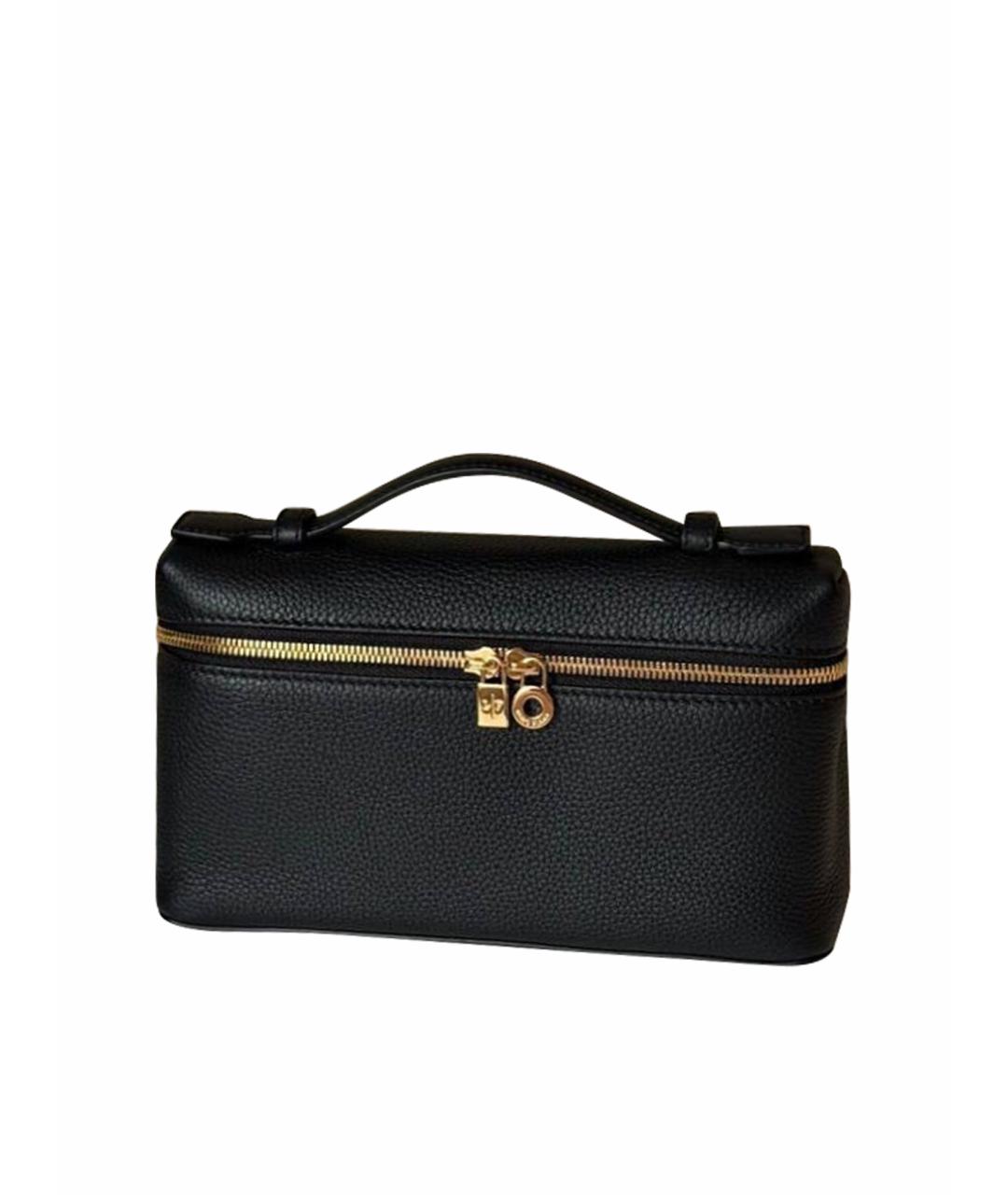 LORO PIANA Черная кожаная сумка с короткими ручками, фото 5