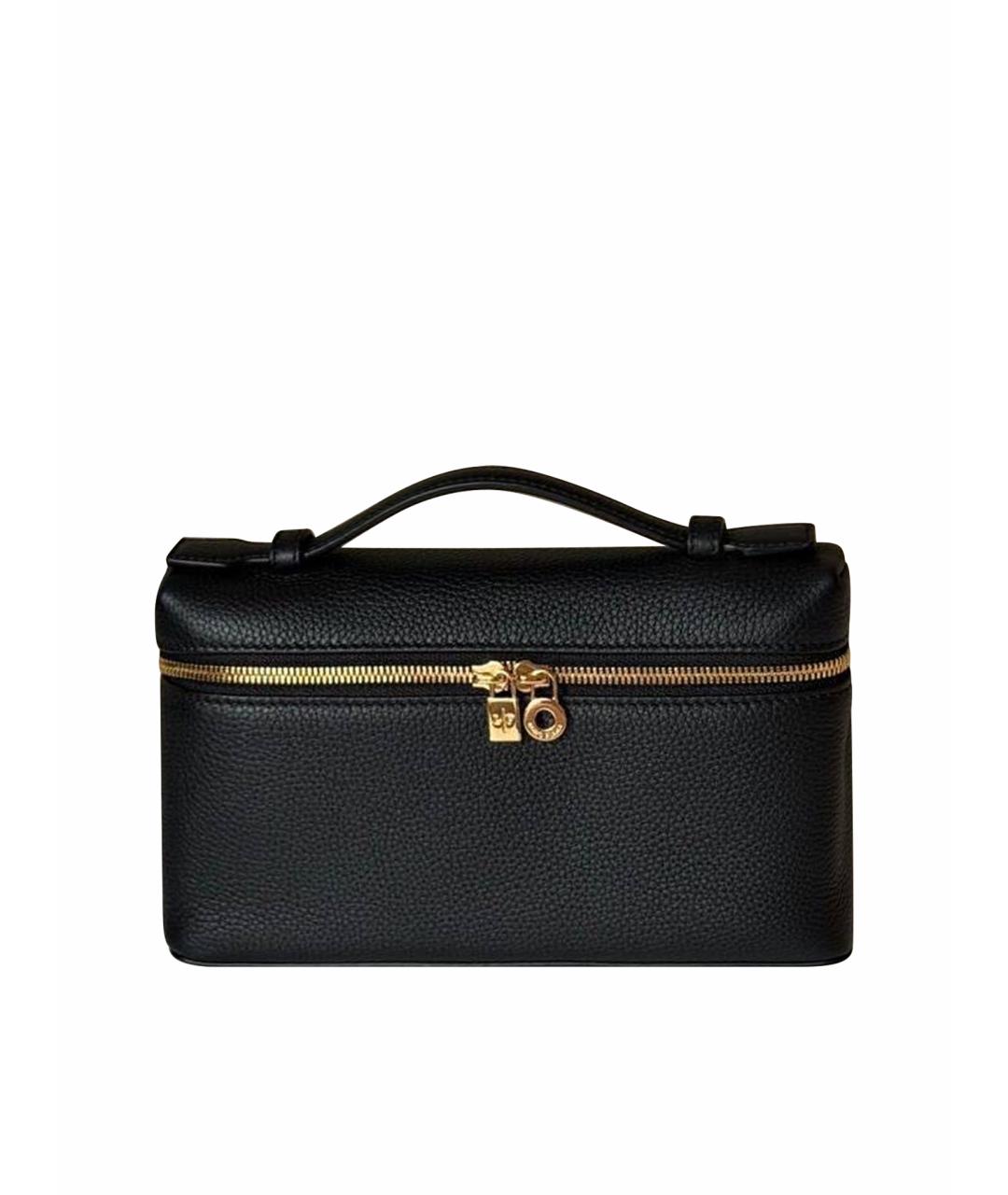 LORO PIANA Черная кожаная сумка с короткими ручками, фото 1