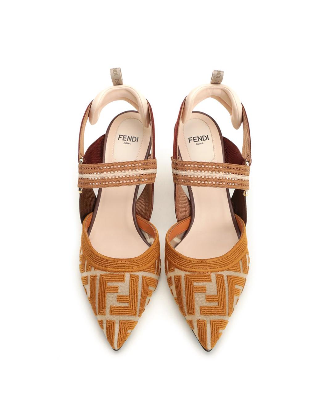 FENDI Бежевые текстильные туфли, фото 5