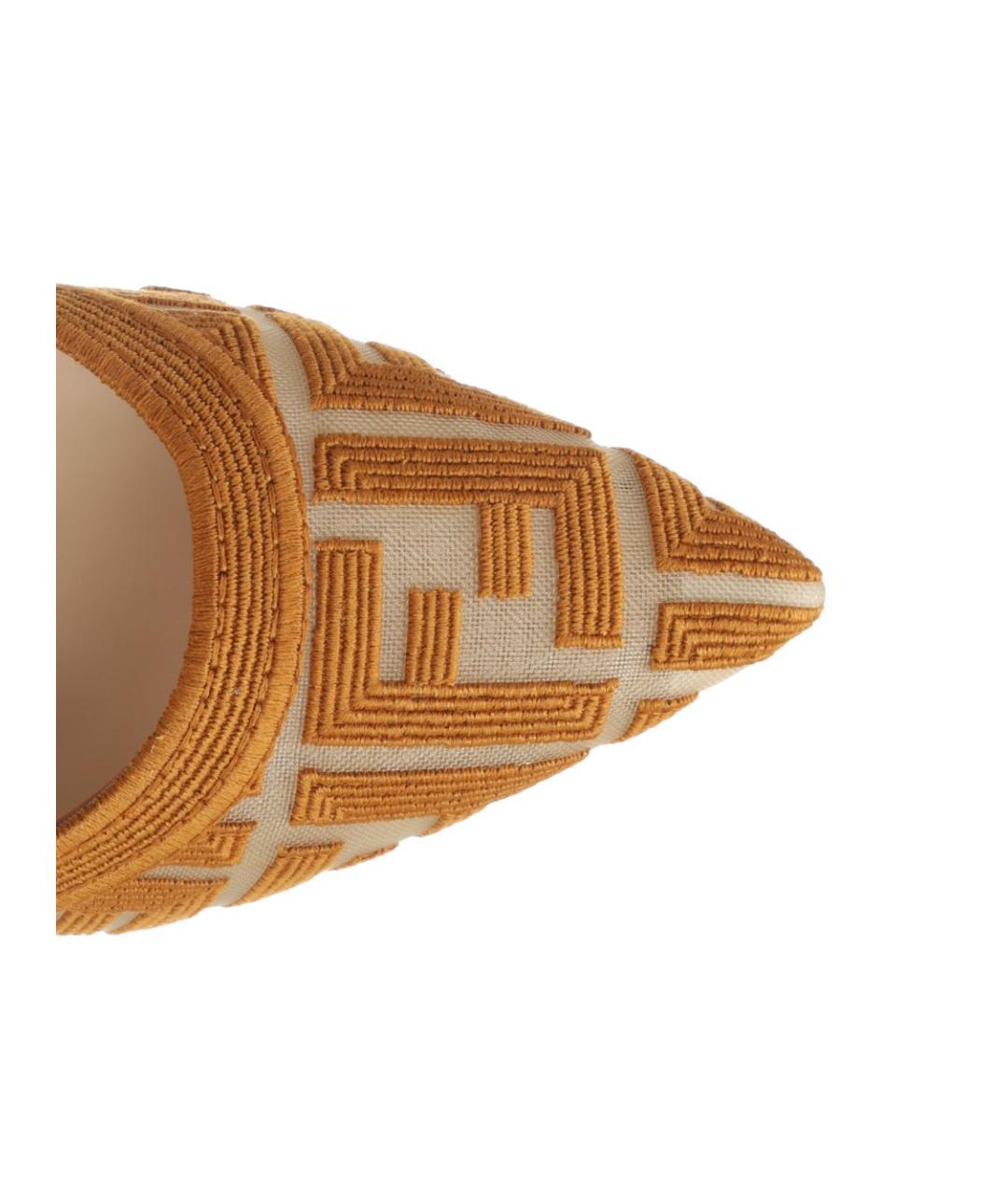 FENDI Бежевые текстильные туфли, фото 4