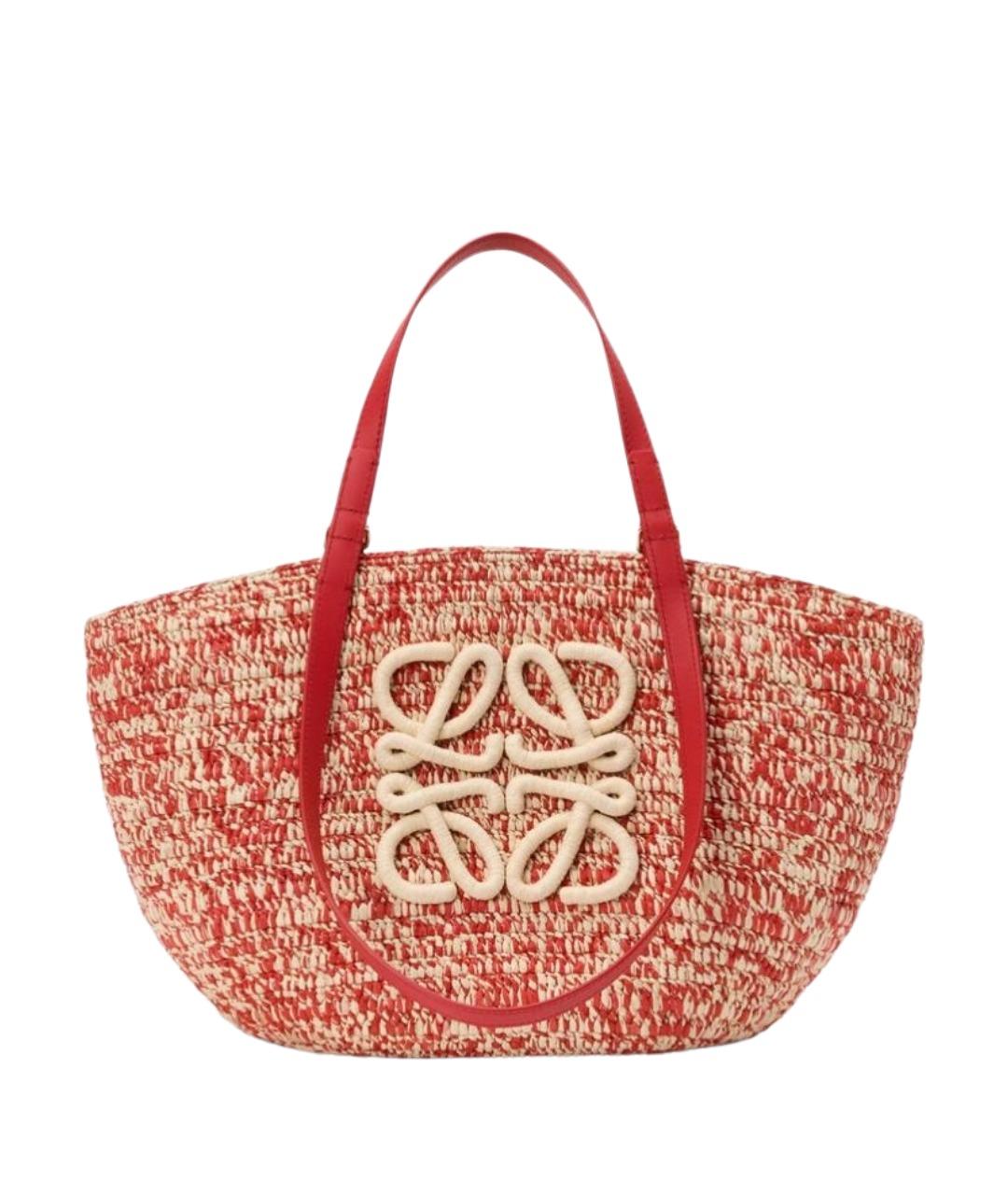 LOEWE Красная пелетеная сумка тоут, фото 1