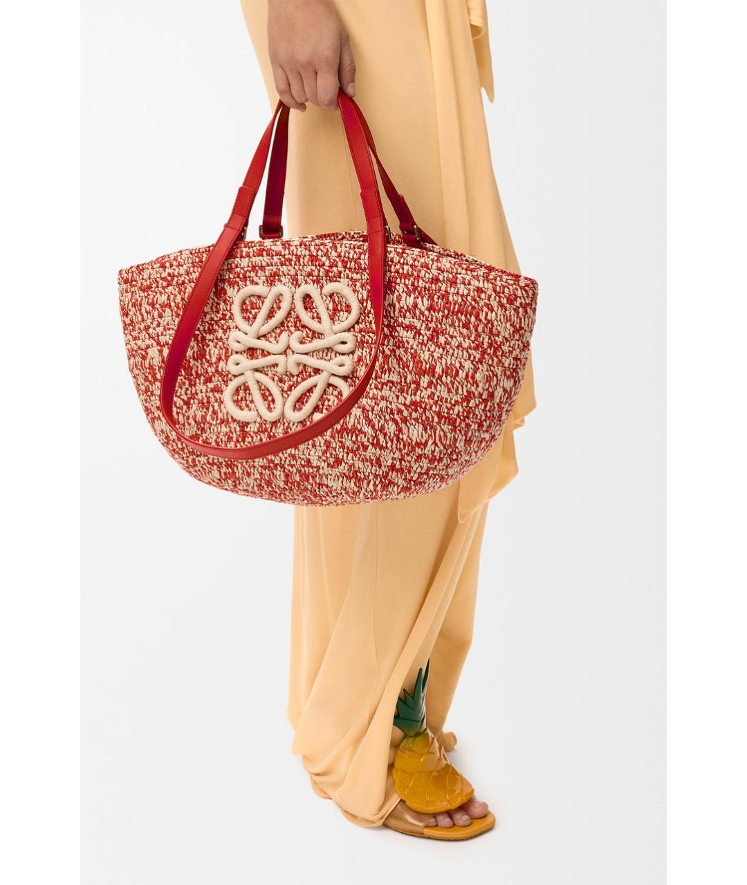 LOEWE Красная пелетеная сумка тоут, фото 3