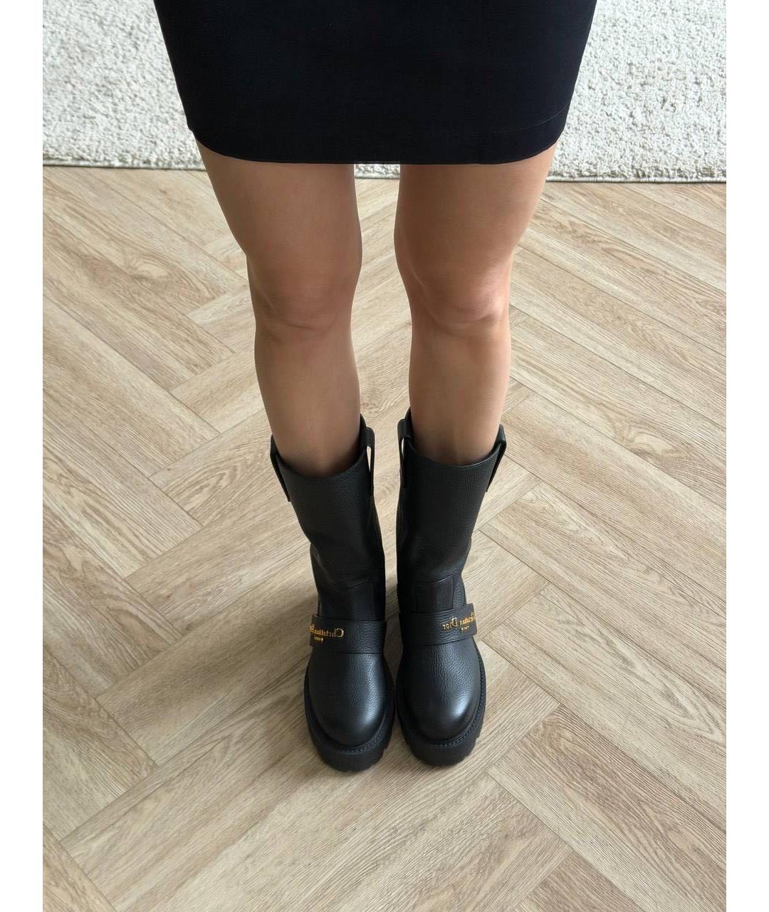 CHRISTIAN DIOR Черные кожаные сапоги, фото 4