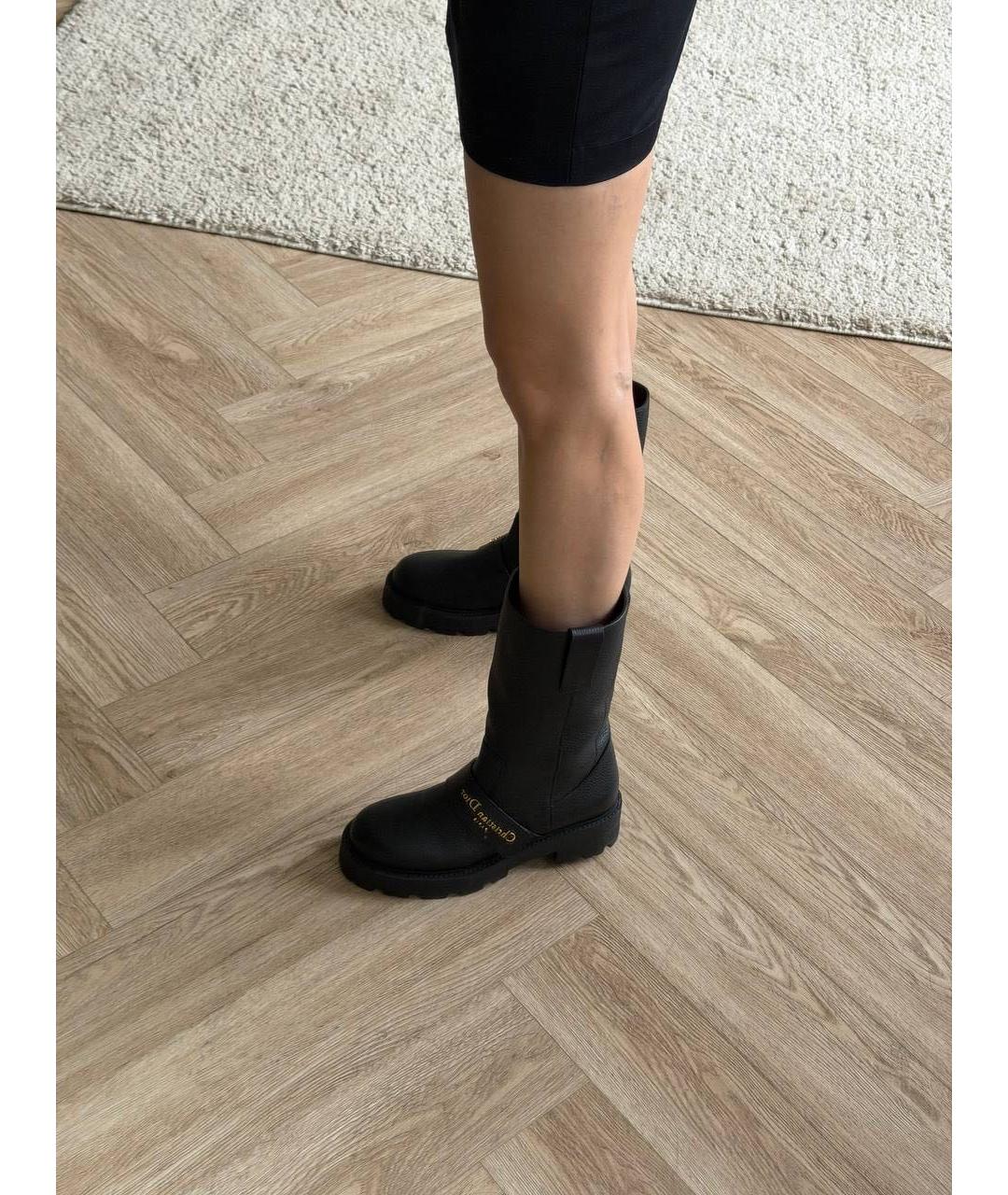 CHRISTIAN DIOR Черные кожаные сапоги, фото 3